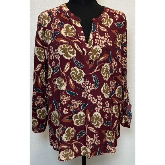 Daniel Rainn Colorful Roll Tab Sleeve Rayon Blouse Size XL - Picture 1 of 4